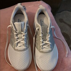 New Balance Grey and White Mesh Athletic Sneakers